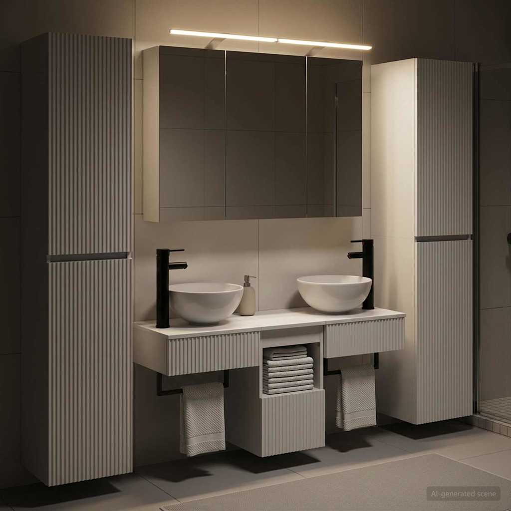 vidaXL Bathroom Furniture Set 6 pcs White Engineered Wood and Glass