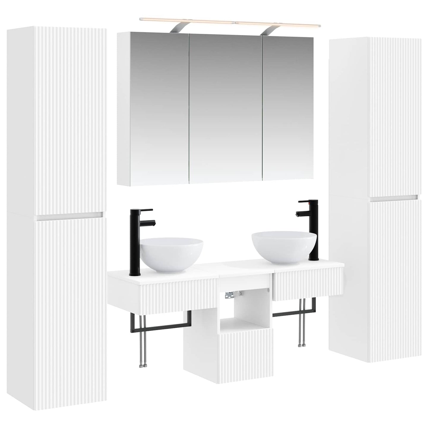 vidaXL Bathroom Furniture Set 6 pcs White Engineered Wood and Glass