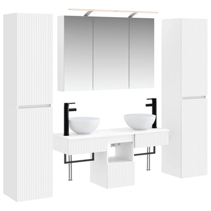 vidaXL Bathroom Furniture Set 6 pcs White Engineered Wood and Glass