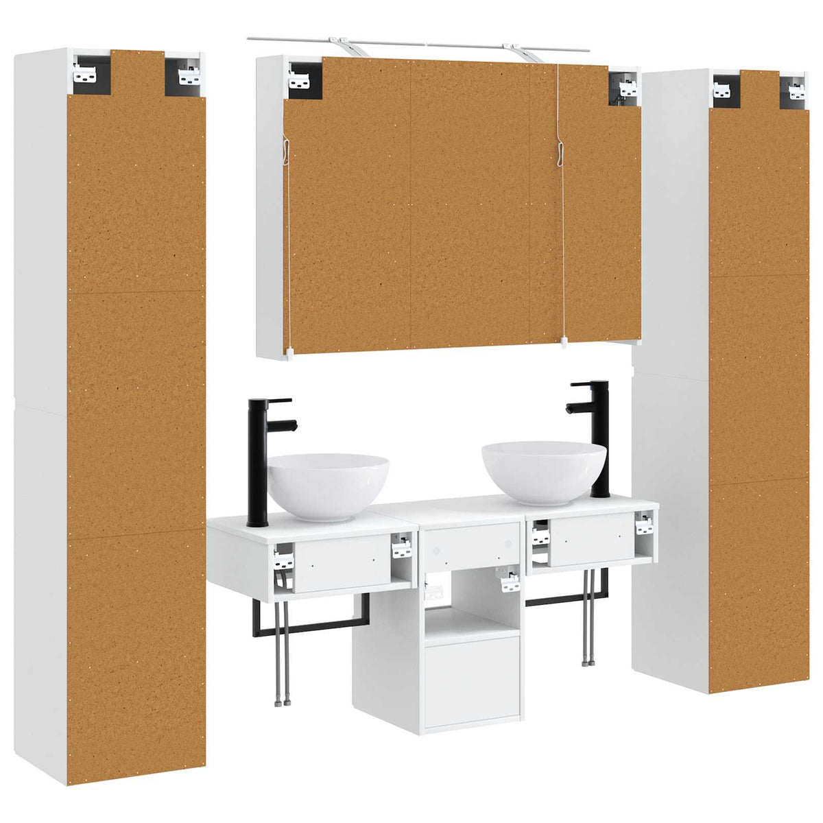vidaXL Bathroom Furniture Set 6 pcs White Engineered Wood and Glass