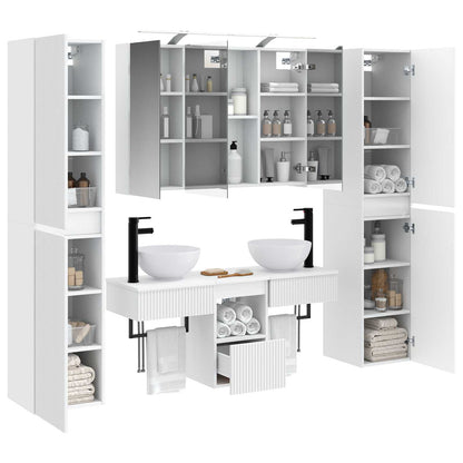 vidaXL Bathroom Furniture Set 6 pcs White Engineered Wood and Glass