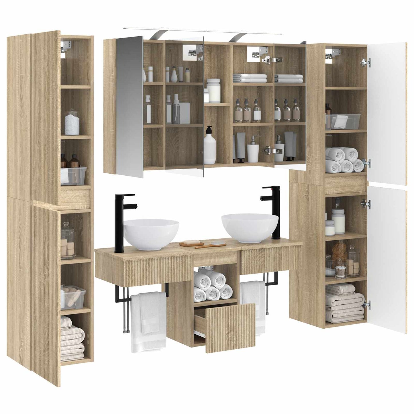 vidaXL Bathroom Furniture Set 6 pcs Sonoma Oak