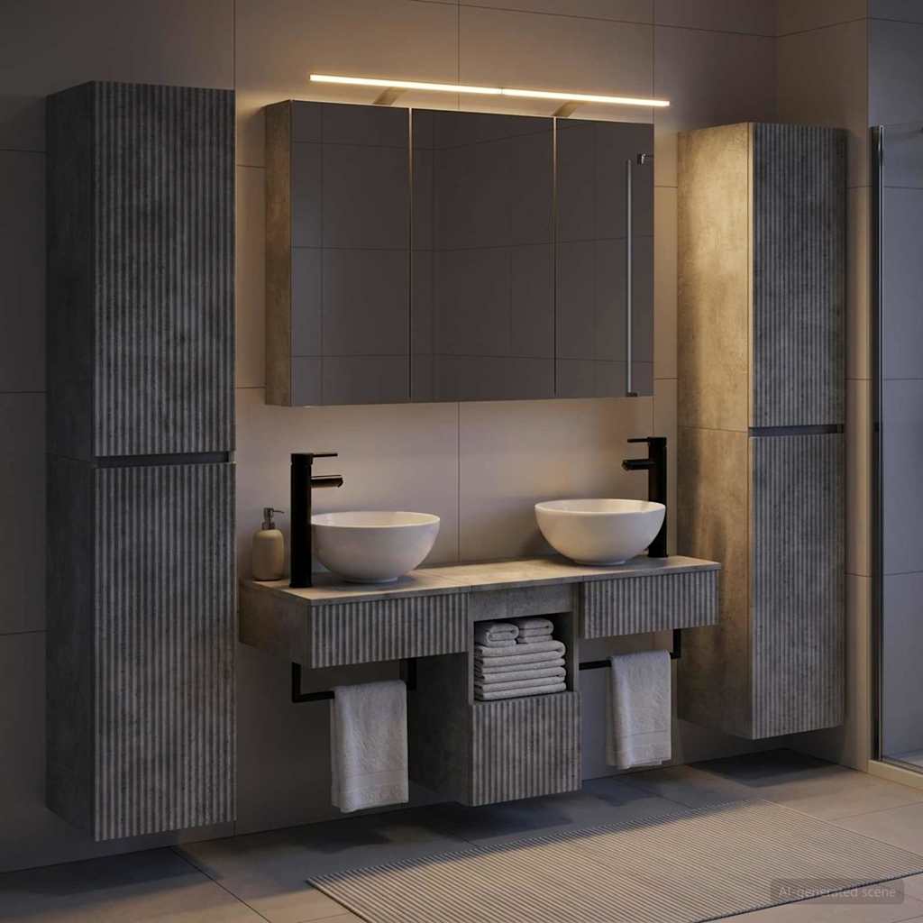 vidaXL Bathroom Furniture Set 6 pcs Concrete Grey