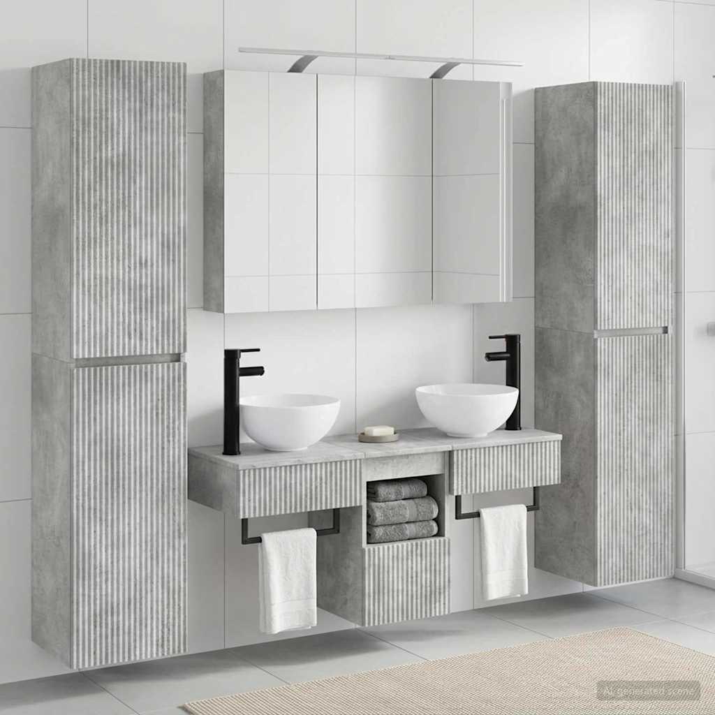 vidaXL Bathroom Furniture Set 6 pcs Concrete Grey