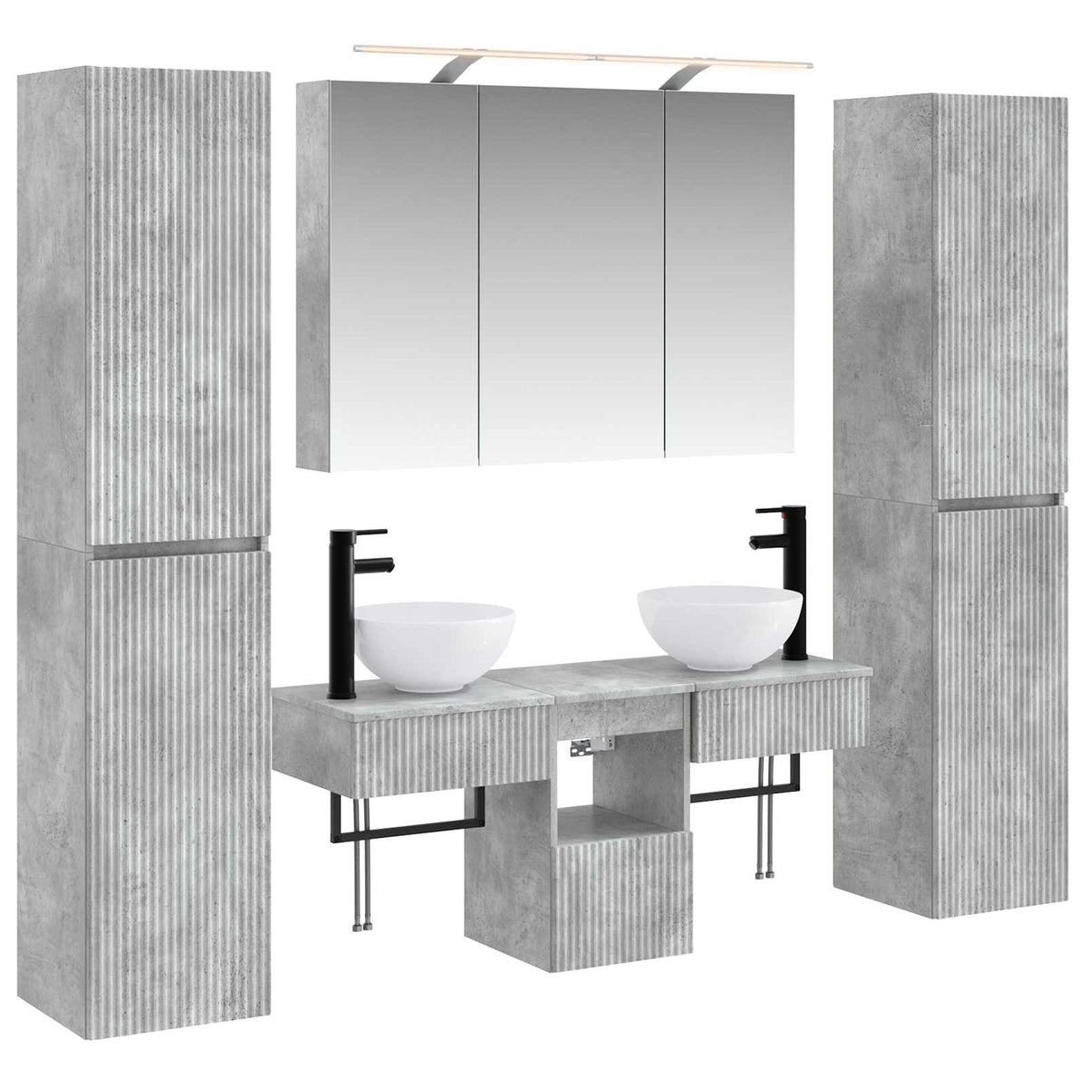 vidaXL Bathroom Furniture Set 6 pcs Concrete Grey