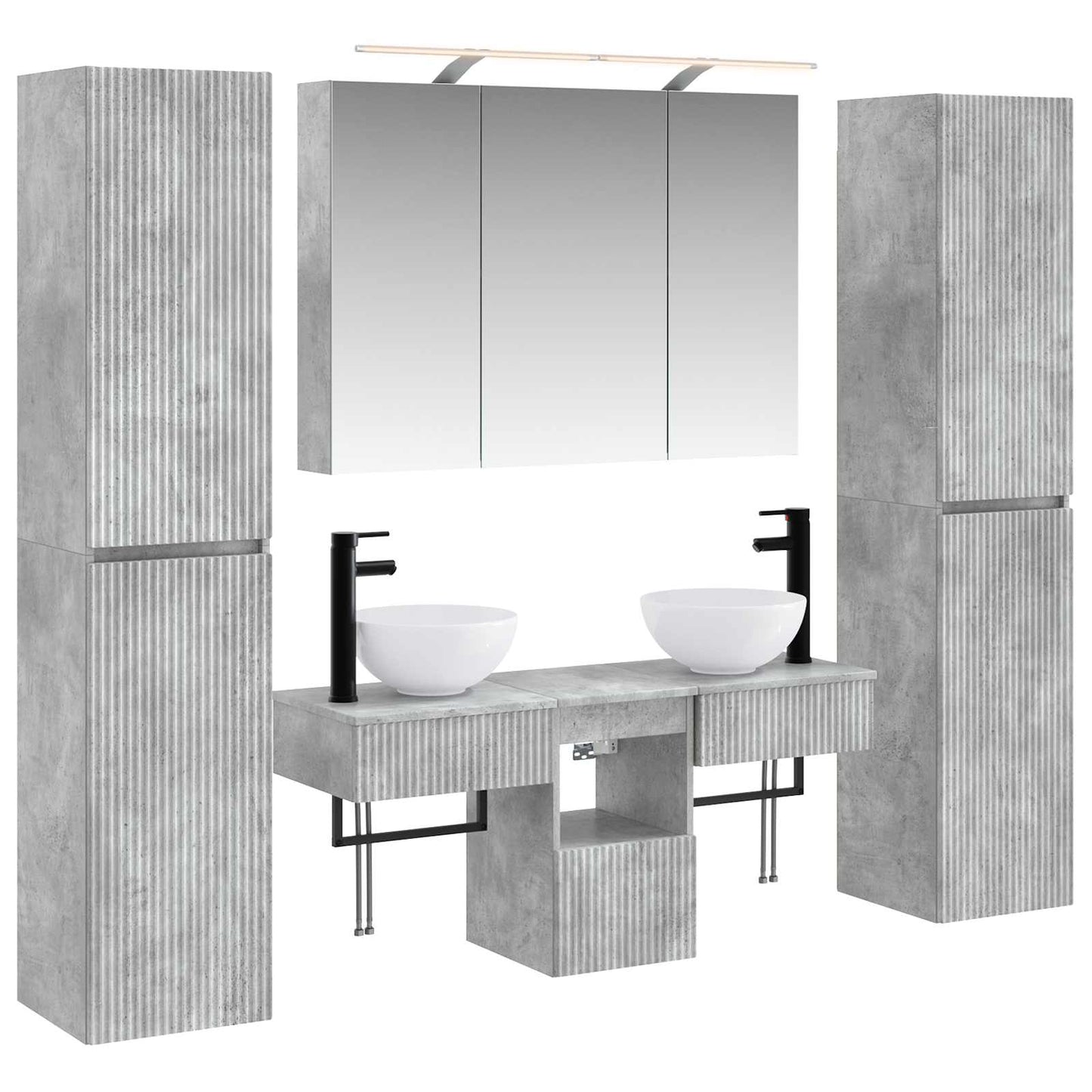 vidaXL Bathroom Furniture Set 6 pcs Concrete Grey