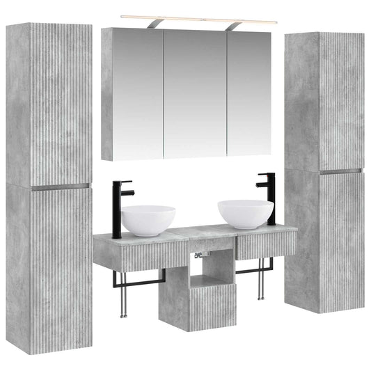 vidaXL Bathroom Furniture Set 6 pcs Concrete Grey