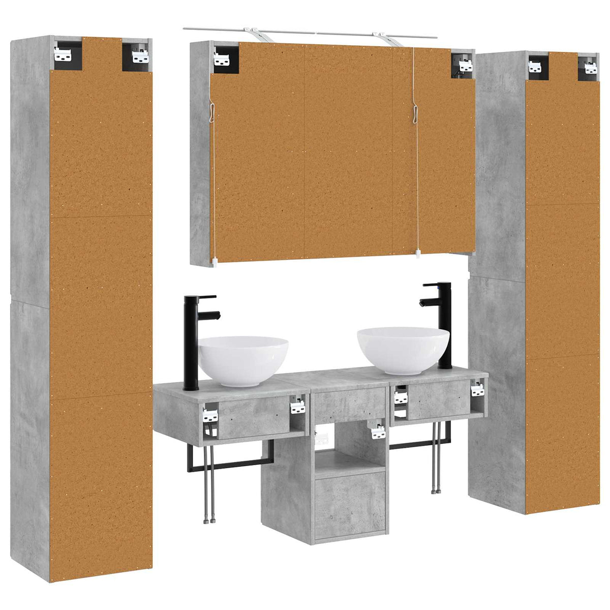 vidaXL Bathroom Furniture Set 6 pcs Concrete Grey