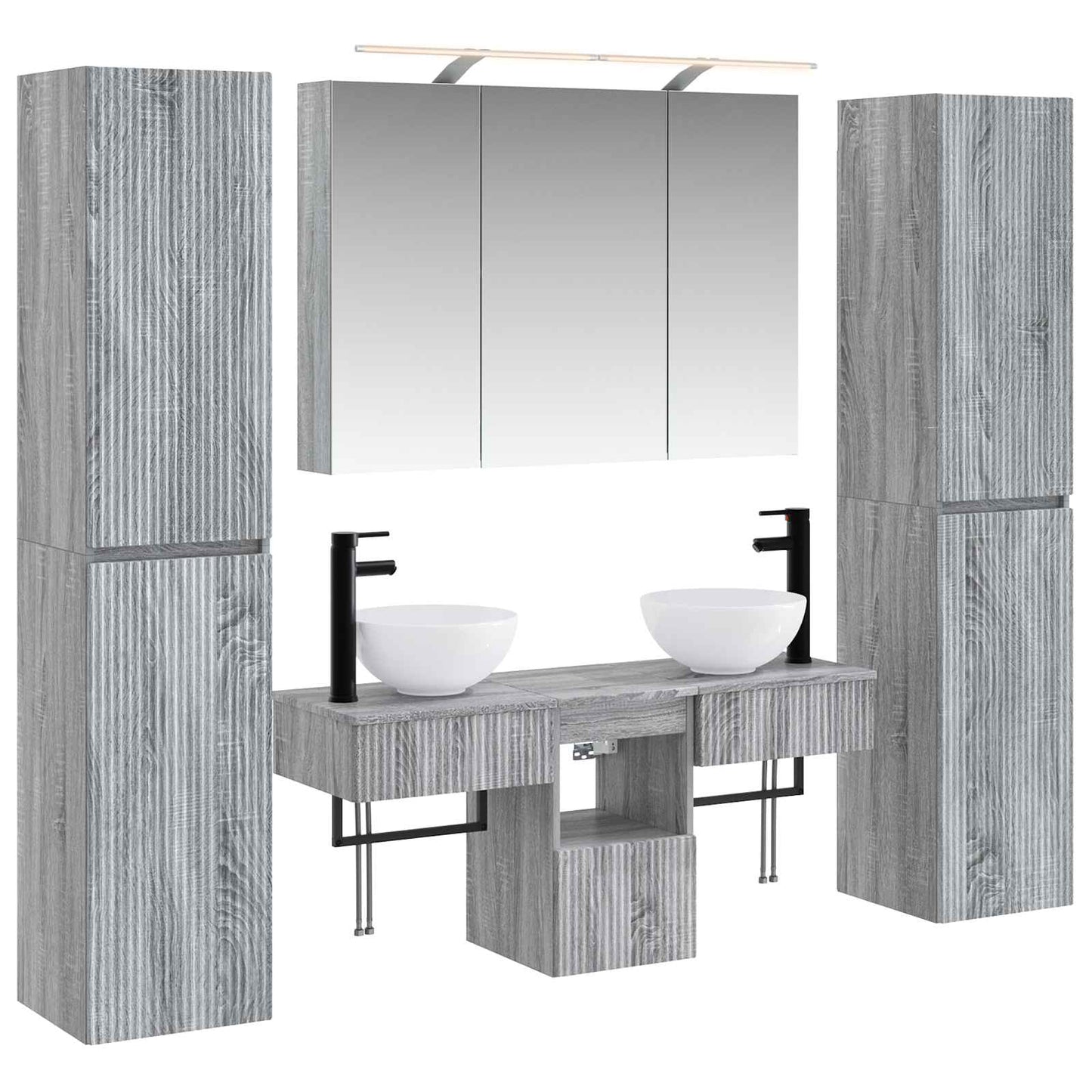vidaXL Bathroom Furniture Set 6 pcs Grey Sonoma