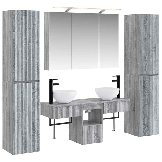 vidaXL Bathroom Furniture Set 6 pcs Grey Sonoma