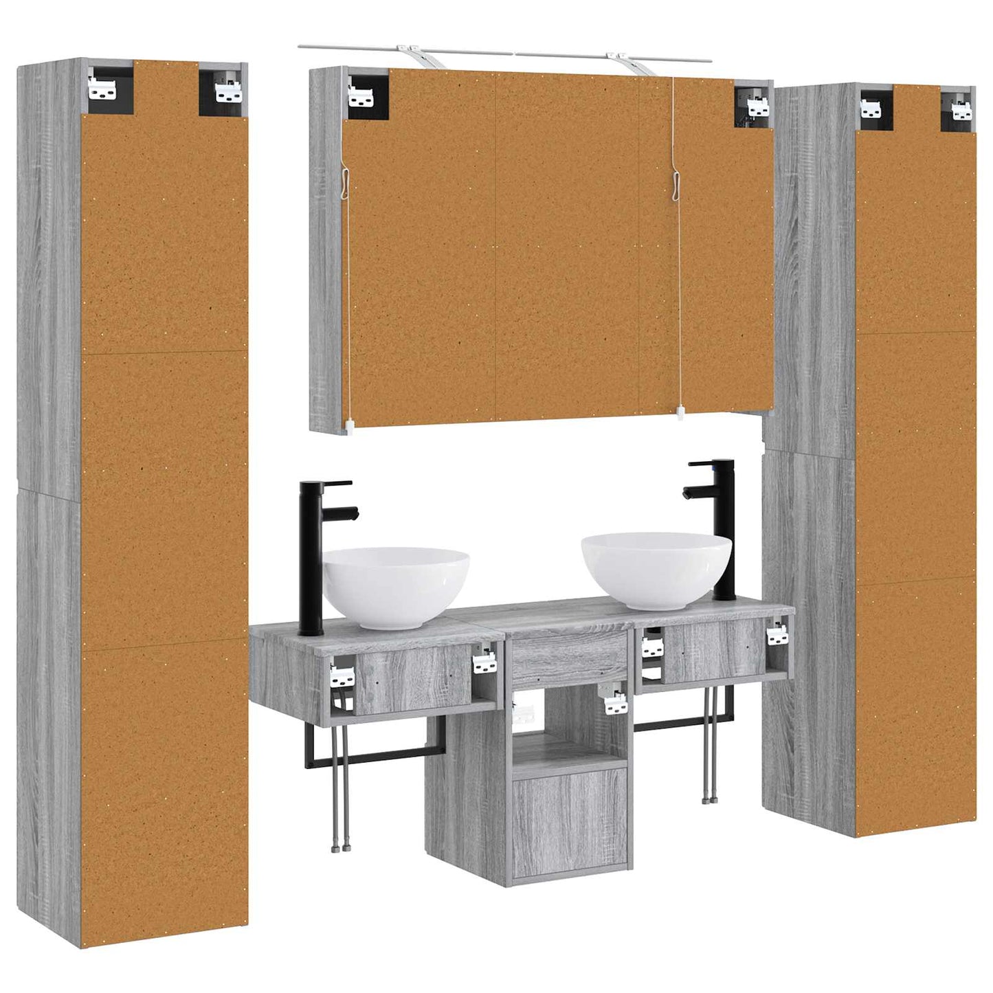 vidaXL Bathroom Furniture Set 6 pcs Grey Sonoma