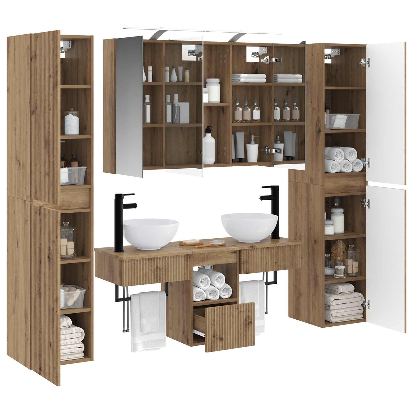vidaXL Bathroom Furniture Set 6 pcs Artisan Oak