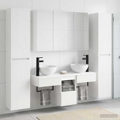vidaXL Bathroom Furniture Set 6 pcs White Engineered Wood and Glass