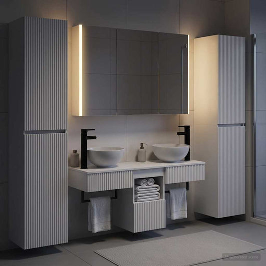 vidaXL Bathroom Furniture Set 6 pcs White Engineered Wood and Glass