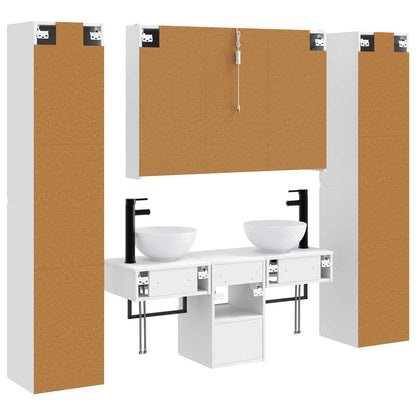 vidaXL Bathroom Furniture Set 6 pcs White Engineered Wood and Glass