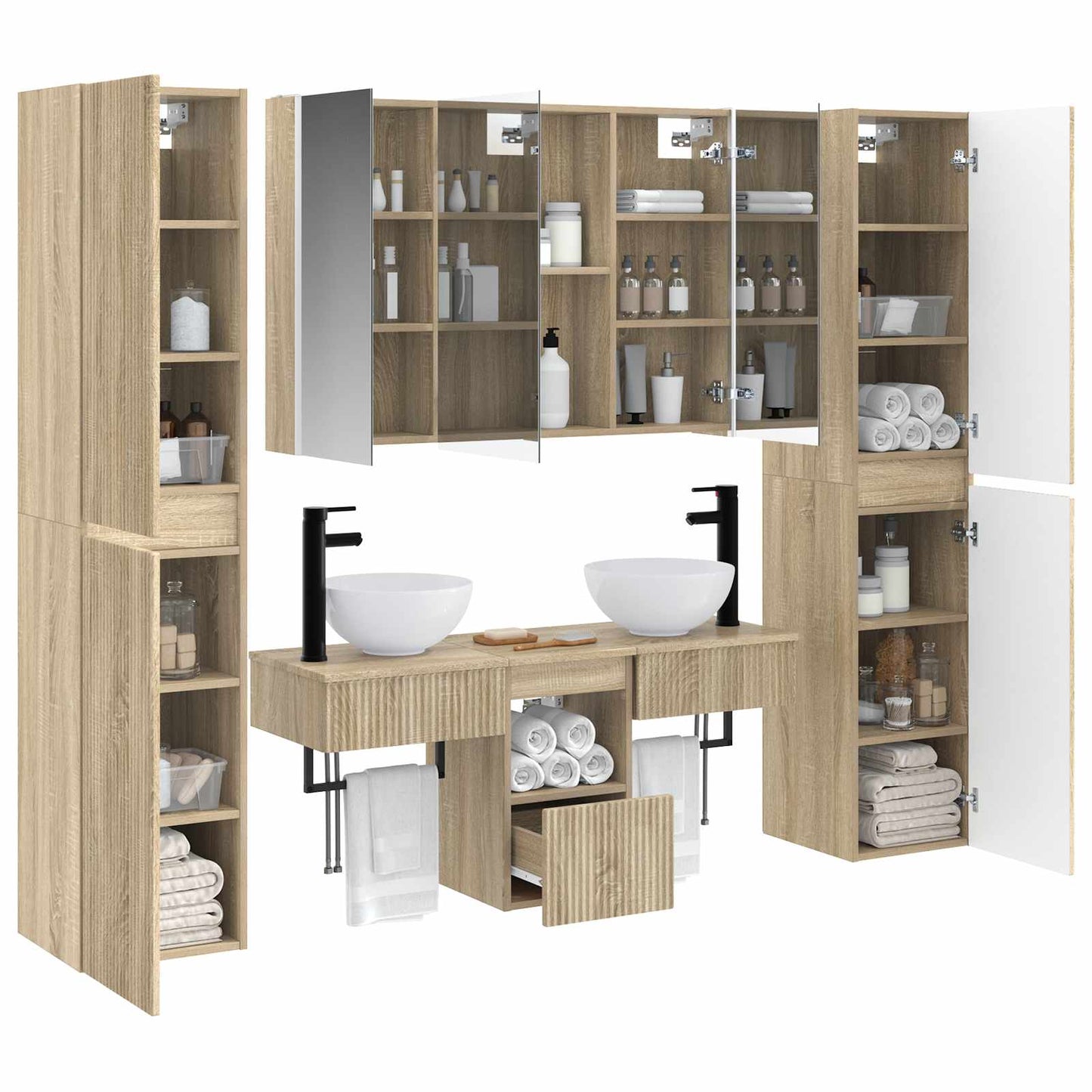 vidaXL Bathroom Furniture Set 6 pcs Sonoma Oak