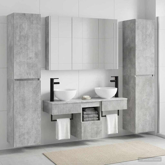 vidaXL Bathroom Furniture Set 6 pcs Concrete Grey