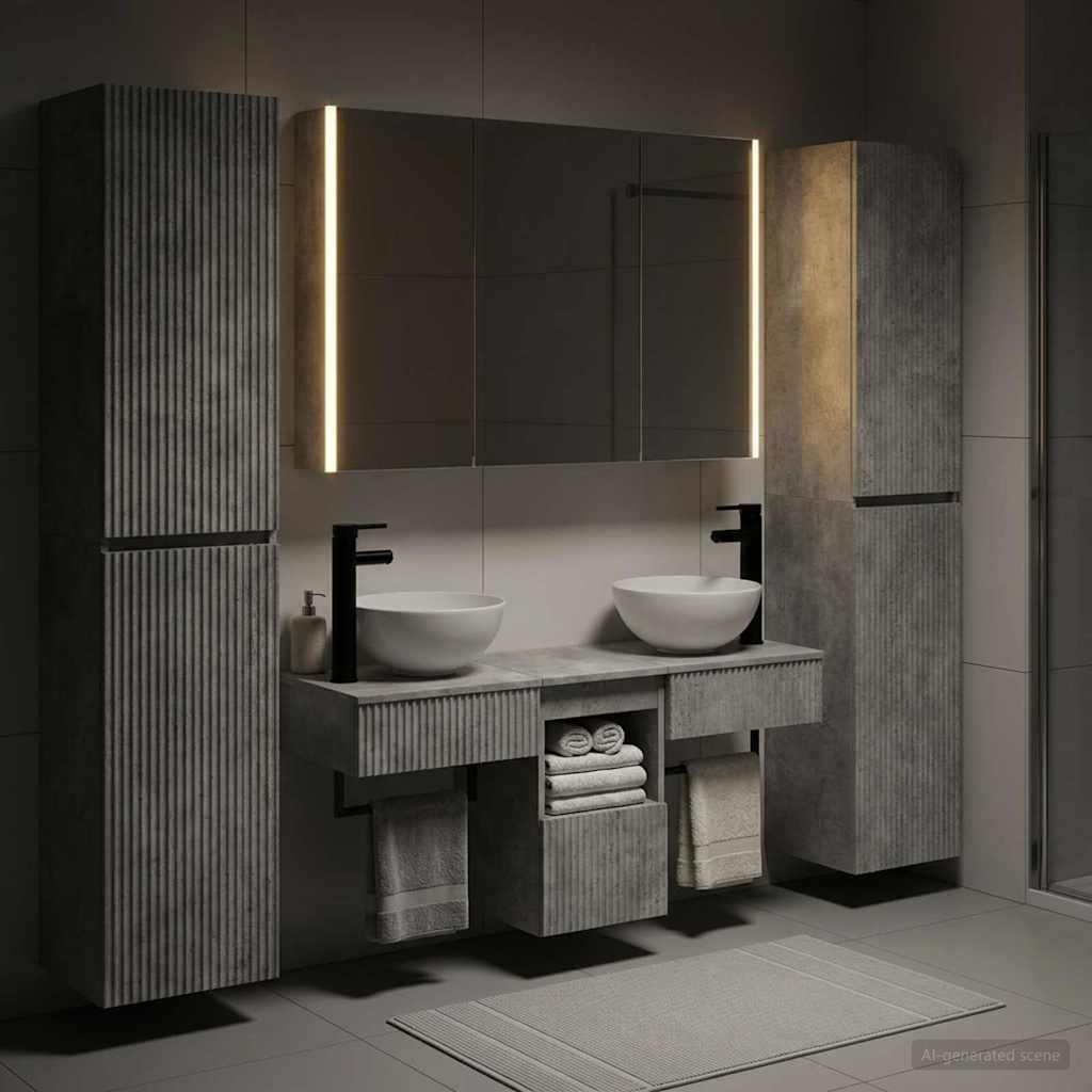 vidaXL Bathroom Furniture Set 6 pcs Concrete Grey