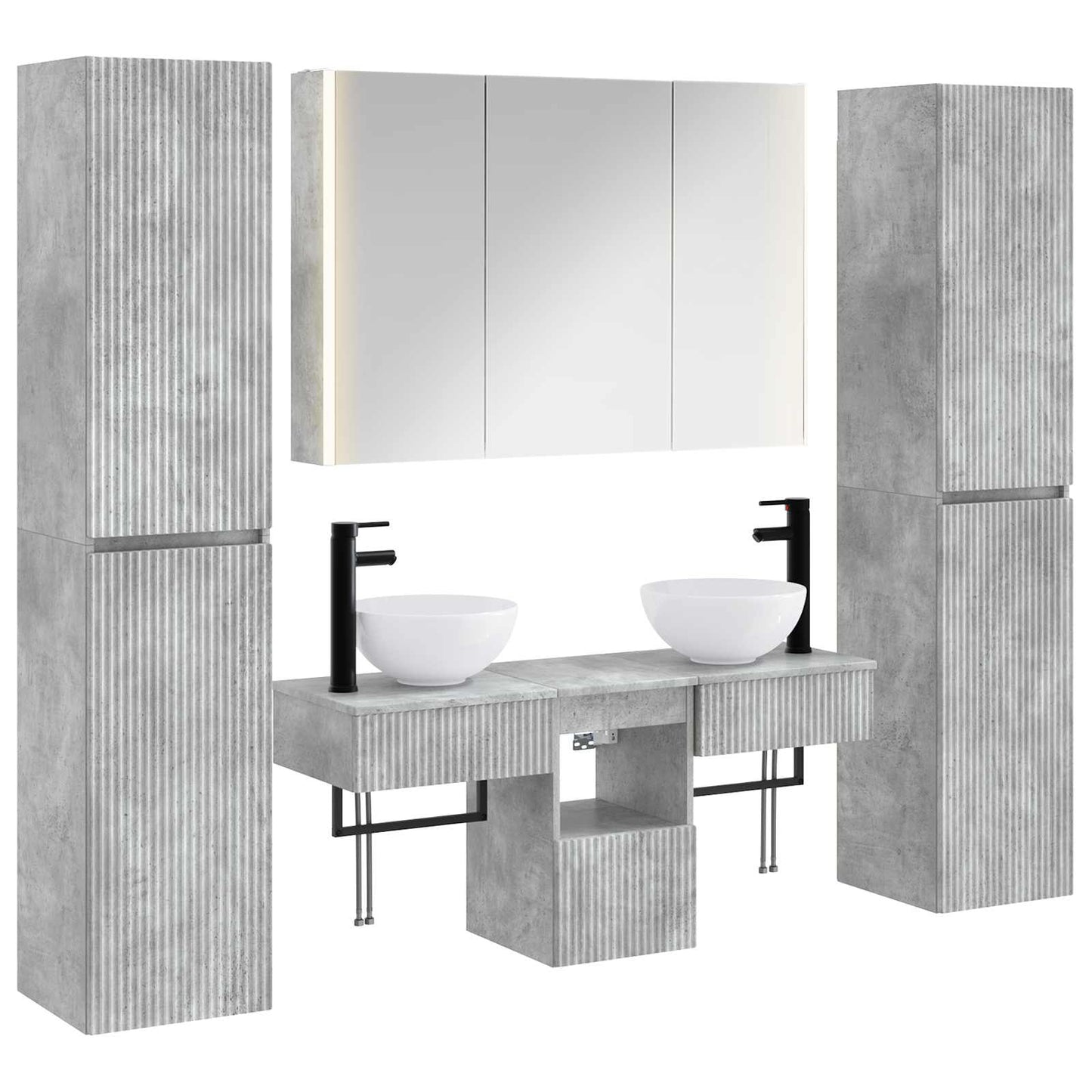 vidaXL Bathroom Furniture Set 6 pcs Concrete Grey