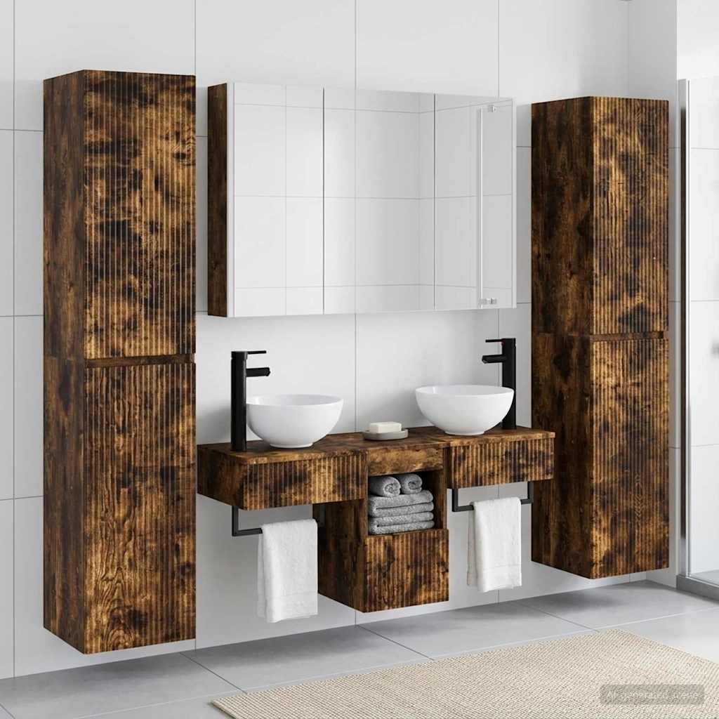 vidaXL Bathroom Furniture Set 6 pcs Smoked Oak