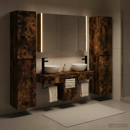 vidaXL Bathroom Furniture Set 6 pcs Smoked Oak