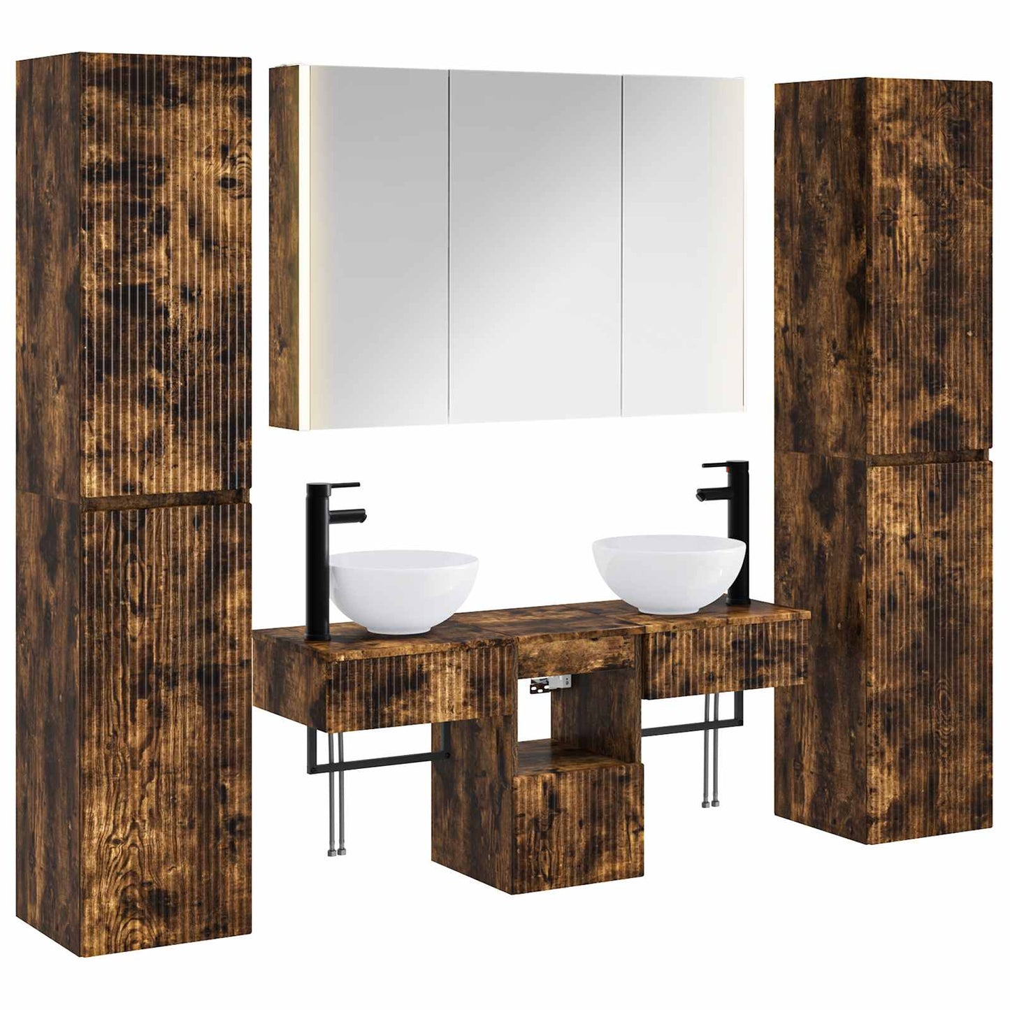 vidaXL Bathroom Furniture Set 6 pcs Smoked Oak
