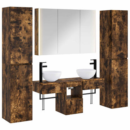 vidaXL Bathroom Furniture Set 6 pcs Smoked Oak