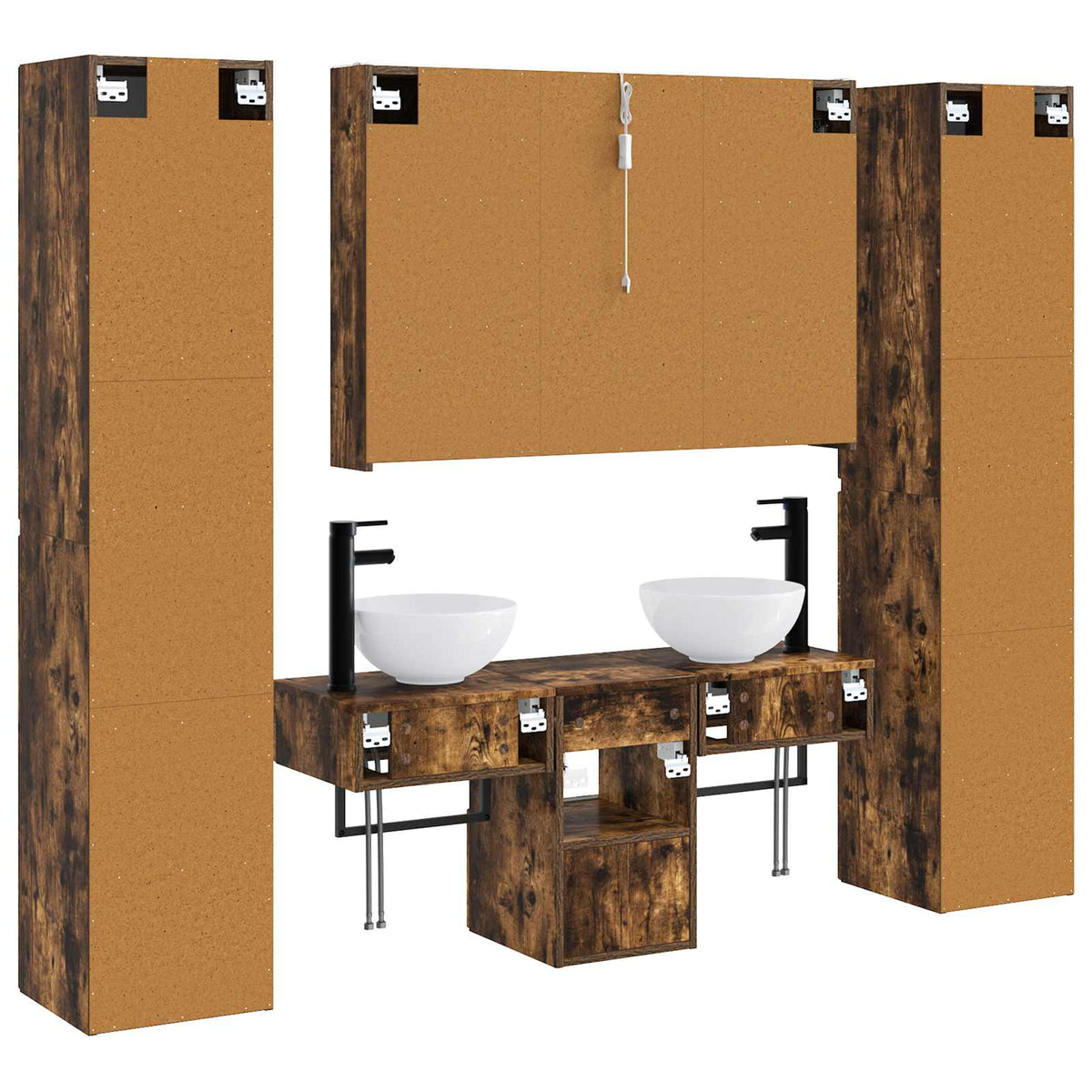 vidaXL Bathroom Furniture Set 6 pcs Smoked Oak