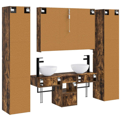 vidaXL Bathroom Furniture Set 6 pcs Smoked Oak