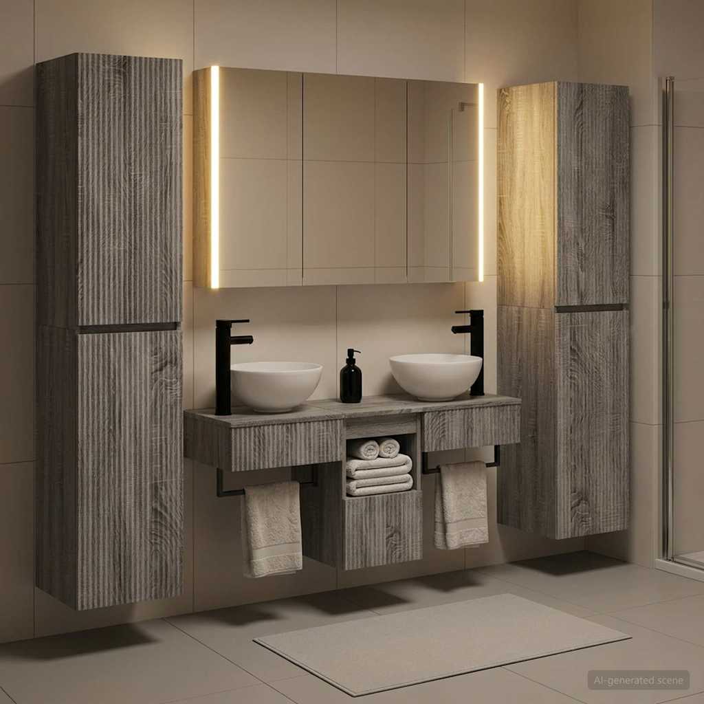 vidaXL Bathroom Furniture Set 6 pcs Grey Sonoma