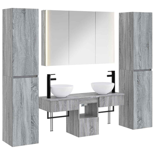 vidaXL Bathroom Furniture Set 6 pcs Grey Sonoma