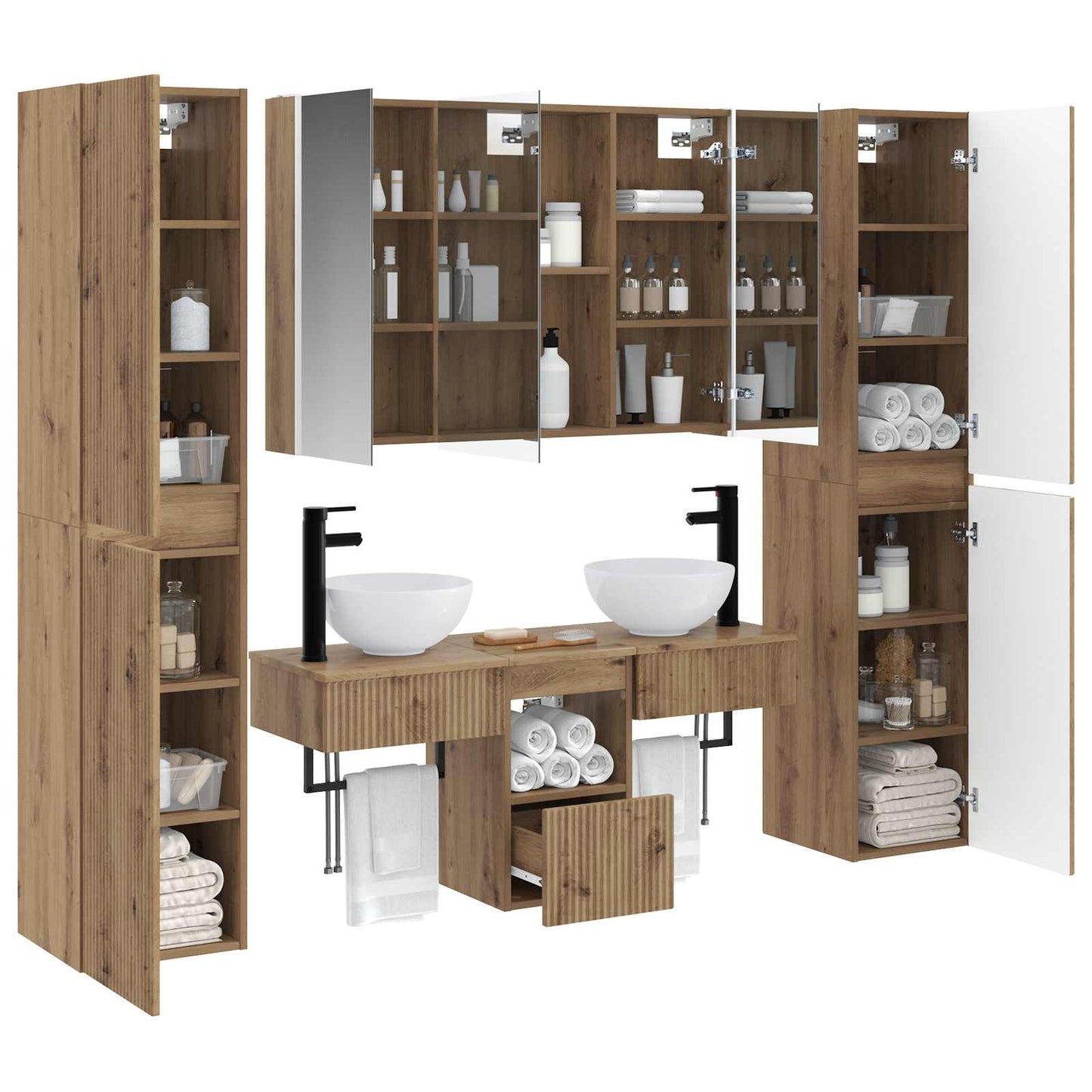 vidaXL Bathroom Furniture Set 6 pcs Artisan Oak