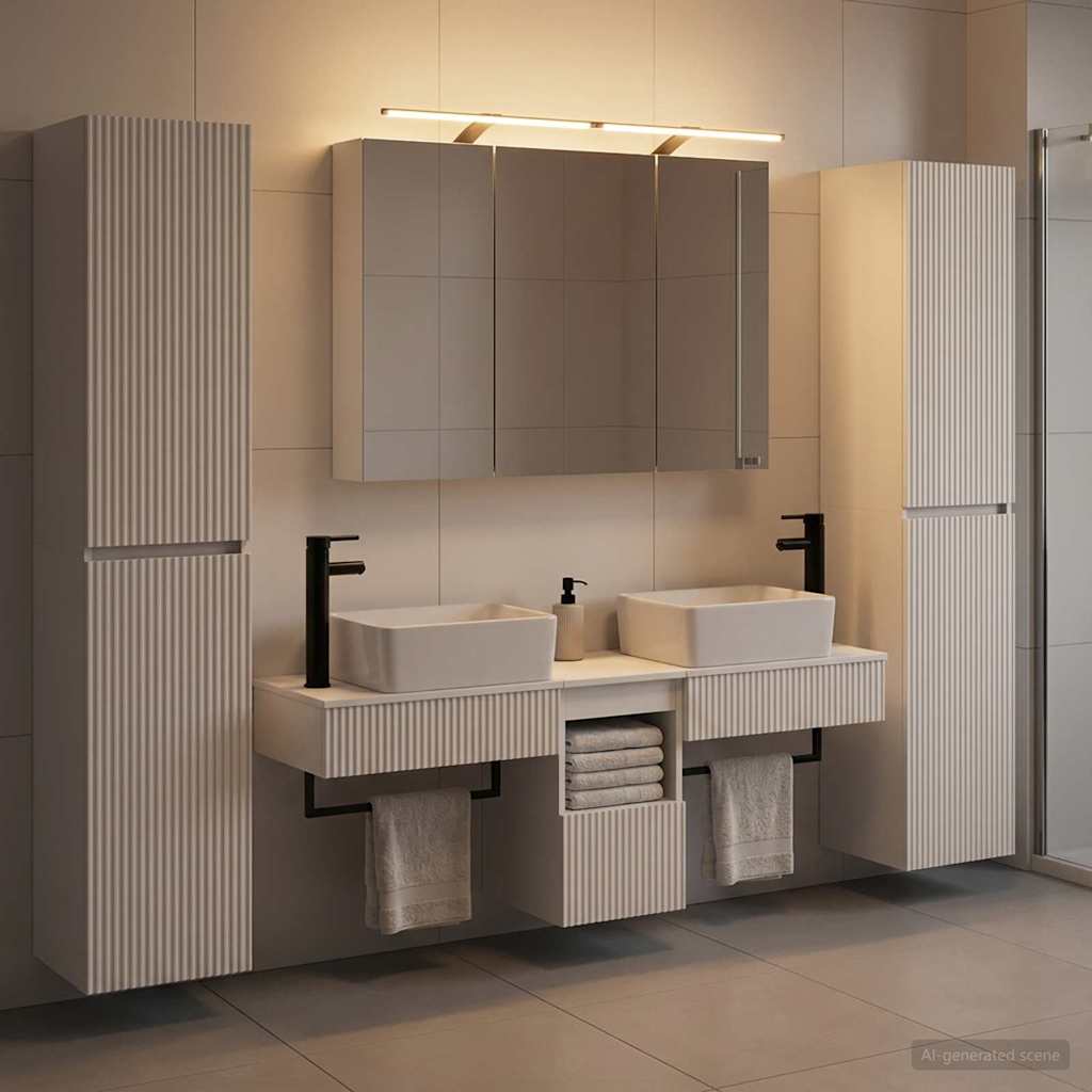 vidaXL Bathroom Furniture Set 6 pcs White Engineered Wood and Glass