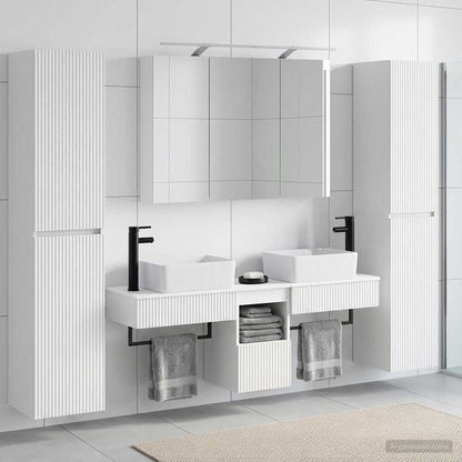 vidaXL Bathroom Furniture Set 6 pcs White Engineered Wood and Glass