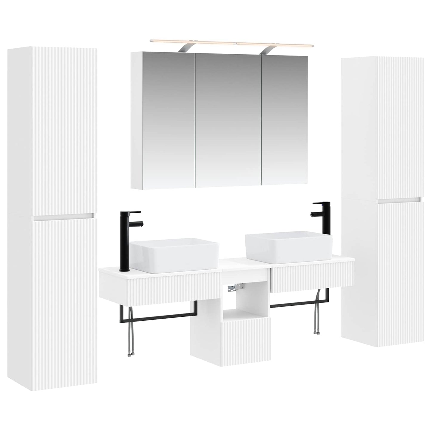 vidaXL Bathroom Furniture Set 6 pcs White Engineered Wood and Glass