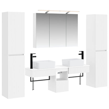vidaXL Bathroom Furniture Set 6 pcs White Engineered Wood and Glass