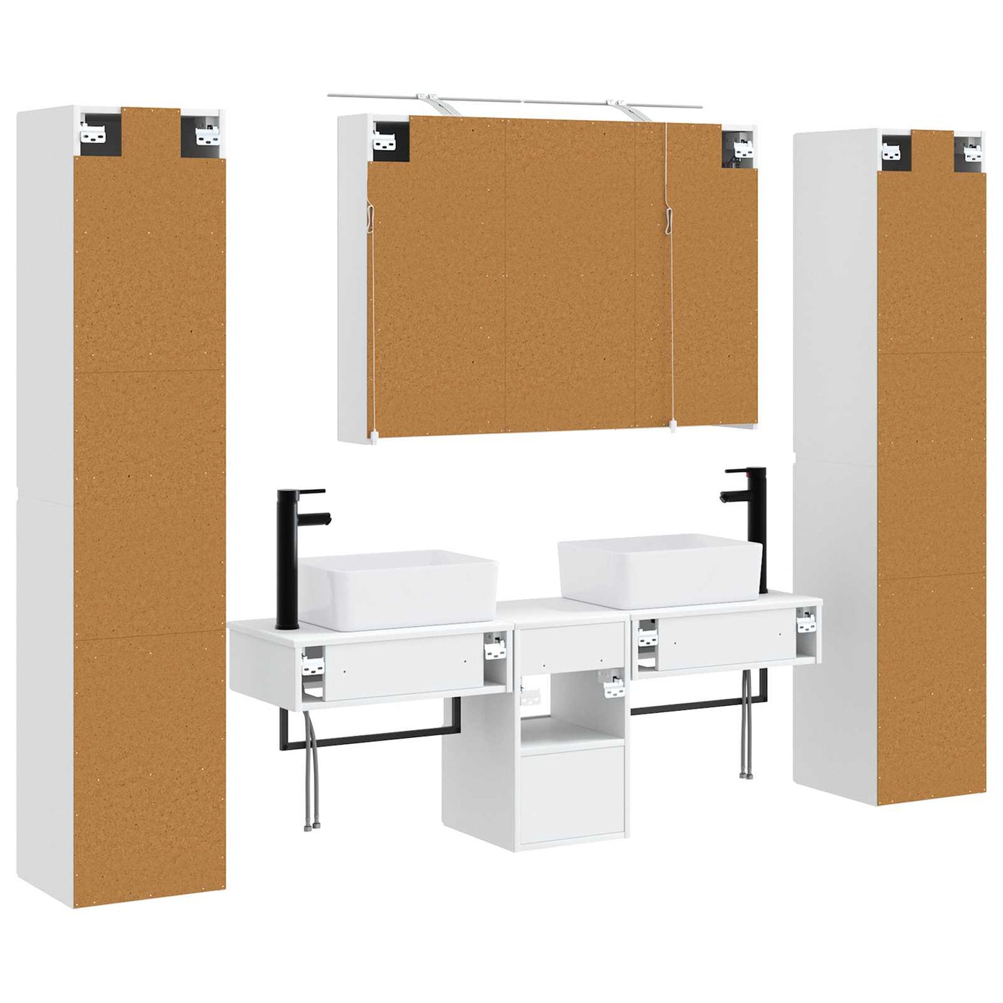 vidaXL Bathroom Furniture Set 6 pcs White Engineered Wood and Glass