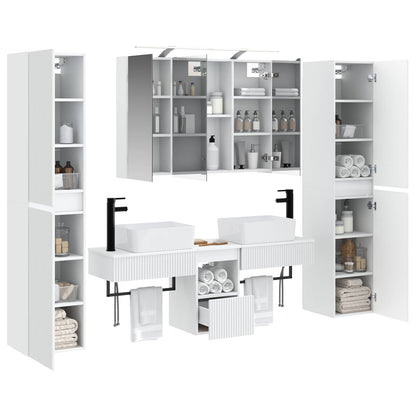 vidaXL Bathroom Furniture Set 6 pcs White Engineered Wood and Glass