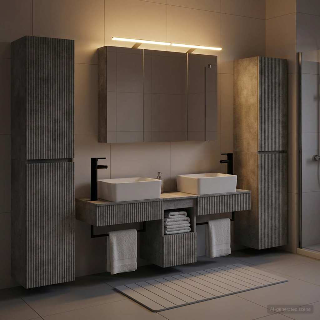 vidaXL Bathroom Furniture Set 6 pcs Concrete Grey