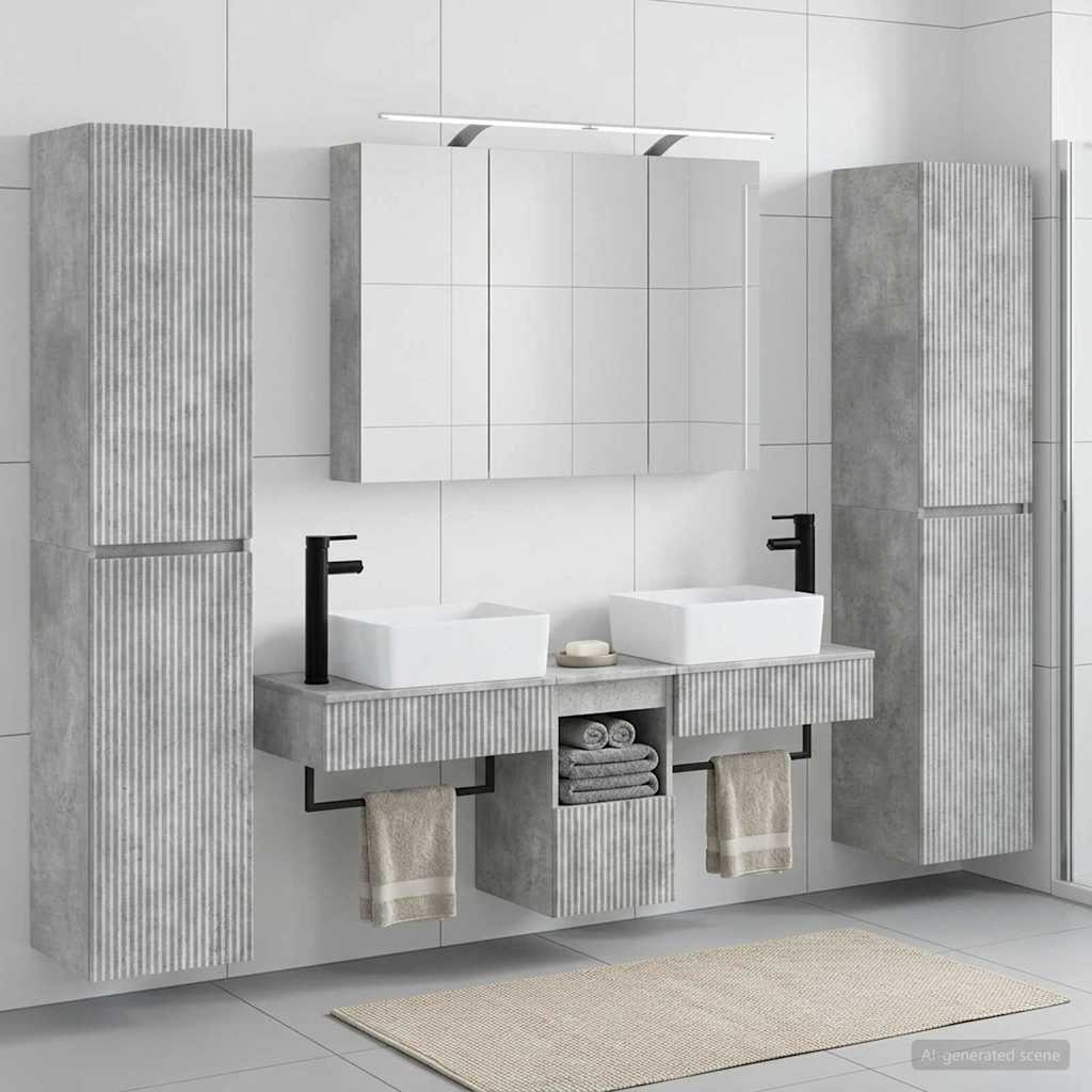 vidaXL Bathroom Furniture Set 6 pcs Concrete Grey
