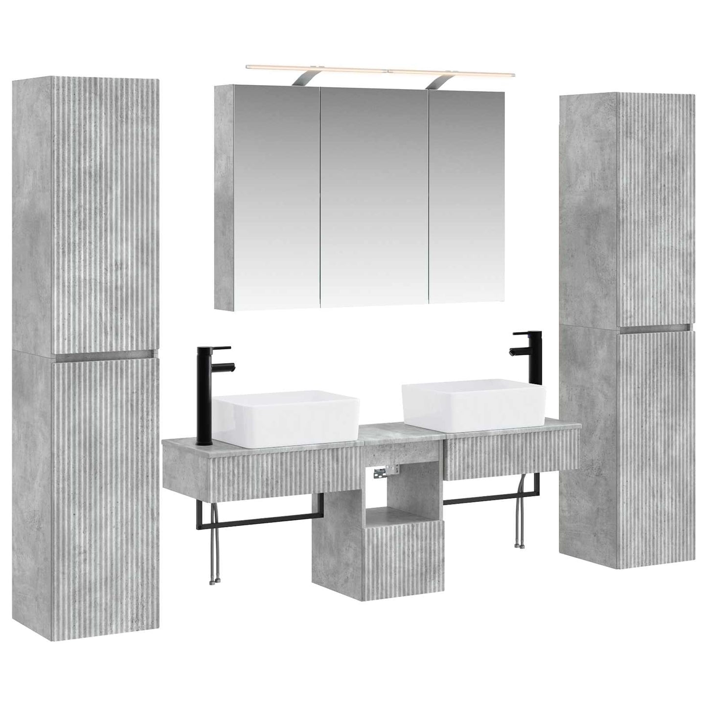 vidaXL Bathroom Furniture Set 6 pcs Concrete Grey