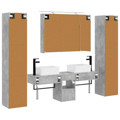 vidaXL Bathroom Furniture Set 6 pcs Concrete Grey