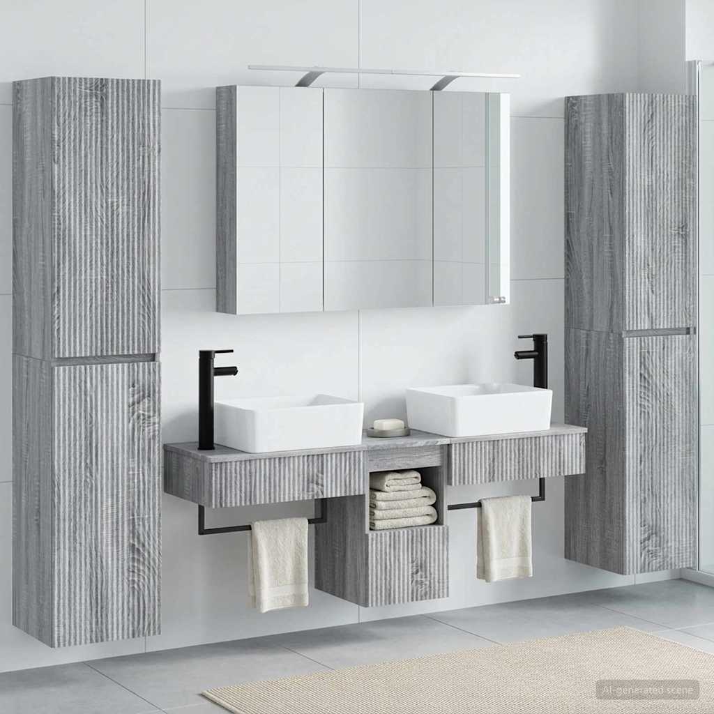 vidaXL Bathroom Furniture Set 6 pcs Grey Sonoma