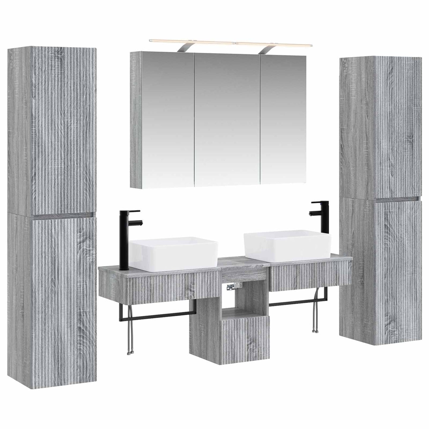 vidaXL Bathroom Furniture Set 6 pcs Grey Sonoma