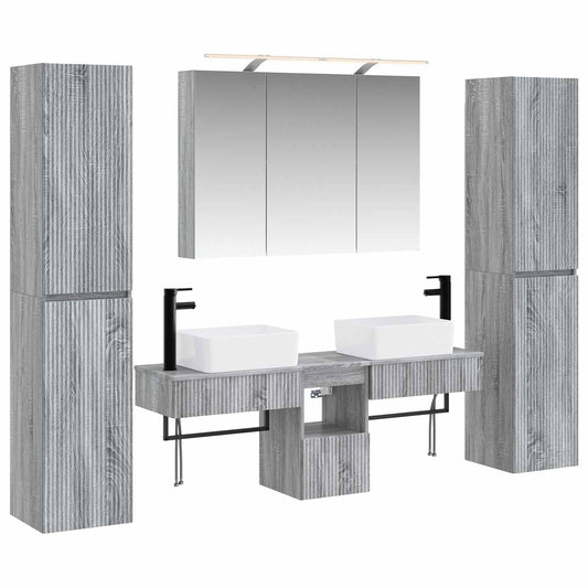 vidaXL Bathroom Furniture Set 6 pcs Grey Sonoma