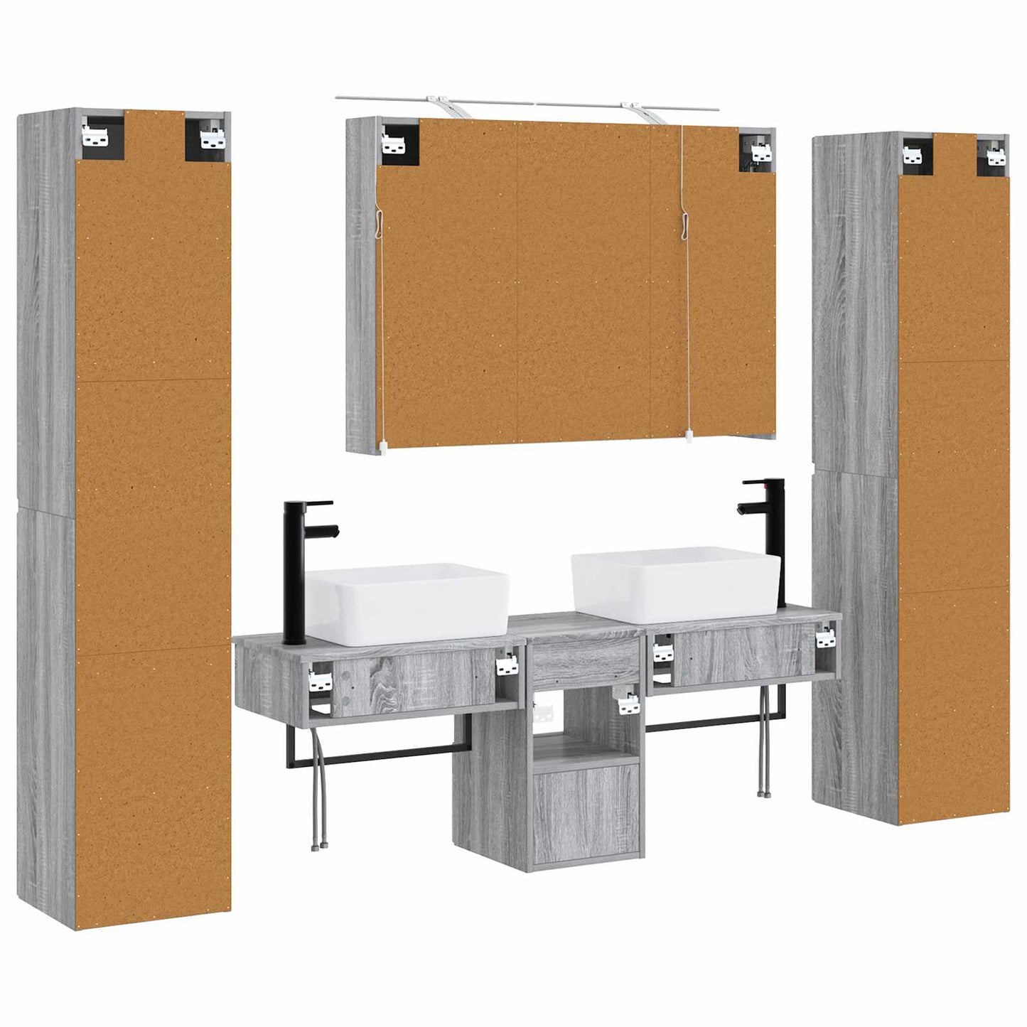 vidaXL Bathroom Furniture Set 6 pcs Grey Sonoma