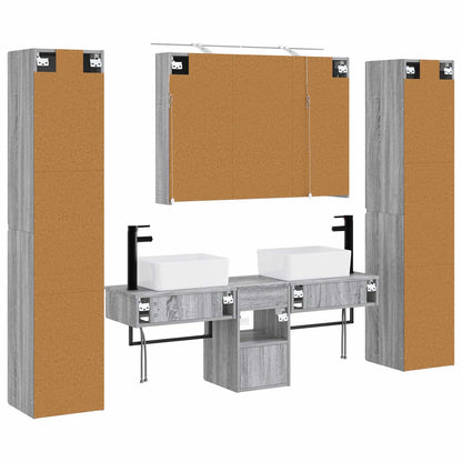 vidaXL Bathroom Furniture Set 6 pcs Grey Sonoma