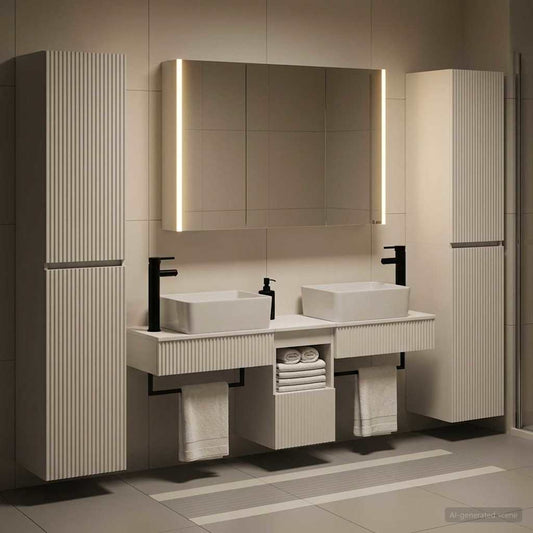 vidaXL Bathroom Furniture Set 6 pcs White Engineered Wood and Glass