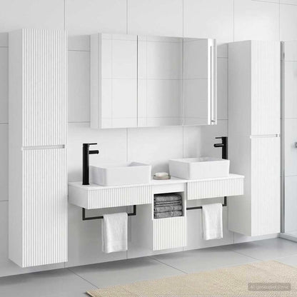 vidaXL Bathroom Furniture Set 6 pcs White Engineered Wood and Glass