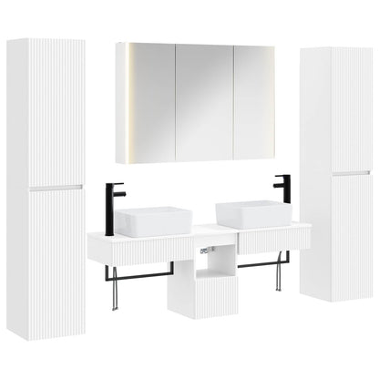 vidaXL Bathroom Furniture Set 6 pcs White Engineered Wood and Glass
